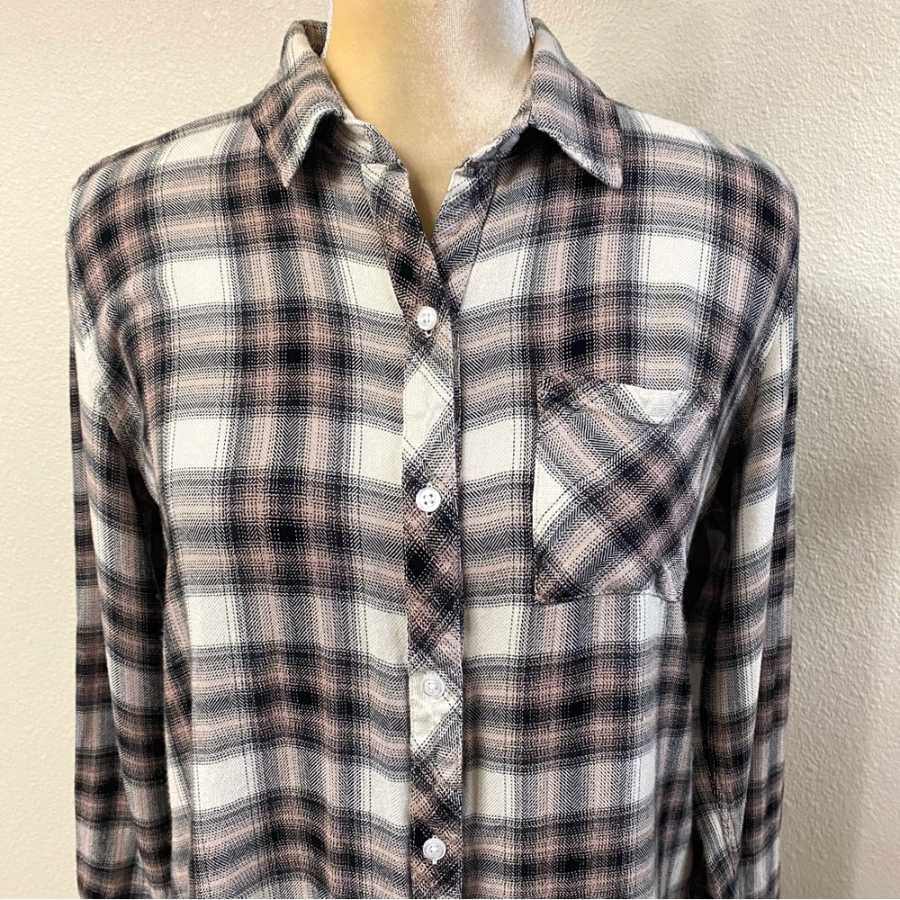 Rails Hunter Button-Front Shirt In Ivory Coal Blu… - image 4